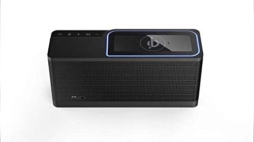 Емерсон Радио ЕР-БТВ100 Преносен Bluetooth звучник, 20W стерео со безжично полнење на Чи, бесплатно повикување на раце, дополнително USB полнење, црно