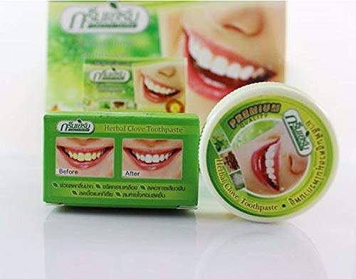Тајланд Оригинална растителна каранфилче за паста за заби против бактерии, Белење отстрани чај чај жолти дамки Плакета халитоза Стоматолошки производ