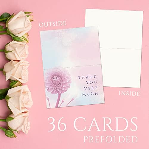 36 пакувања Ви благодариме картички со цветен дизајн, 4 x 6 благодарам картички со бели коверти, благодарам белешки со сет на коверти, мали