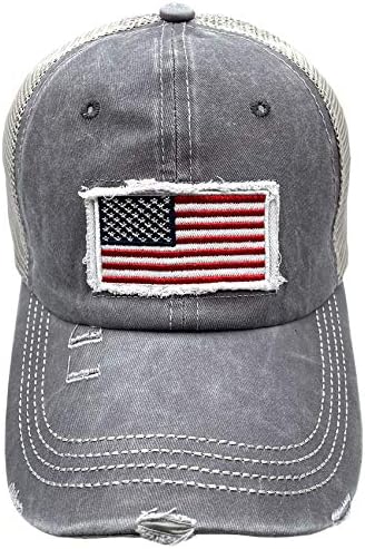 Rnfenqs женско американско знаме на знамето конска опашка за бејзбол капа, прилагодлива потресна тато капа