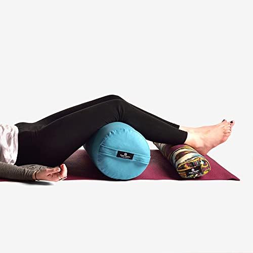 Hugger Mugger Round Yoga Bolster - Цврста форма на кружната форма, повисок профил, одличен под колена, мека поддршка, рачно изработена