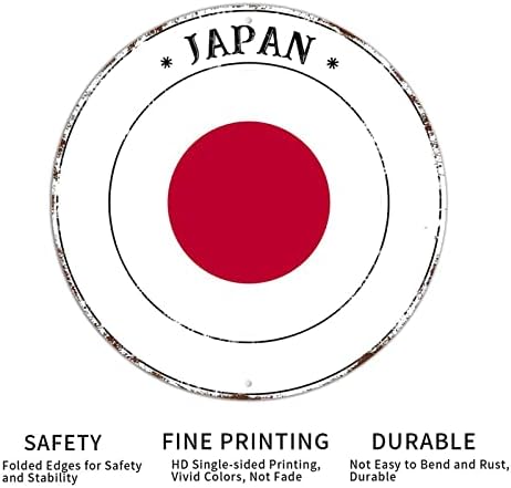 Јапонски знаме метално калај плакета гроздобер стил алуминиум метален венец знак wallид уметност висат декор 'рѓа без вода, отпорен