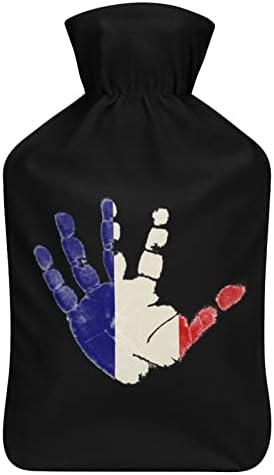 Француска знаме со знаме на палма вода торба со покривка 1000 мл топло топло шише за мажи и жени