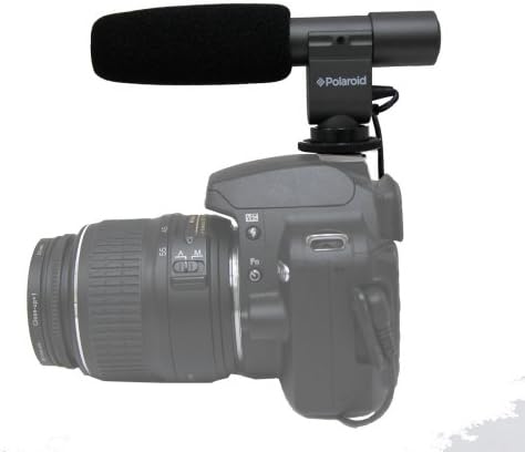 Микрофон со пушка за видео кондензатор POLAROID PRO за Panasonic Lumix DMC-G1, DMC-GH1, DMC-L10, DMC-GF1, DMC-GF2, DMC-G10, DMC-GF5, DMC-G2, DMC-GF3, DMC-G3 дигитален SLR камери