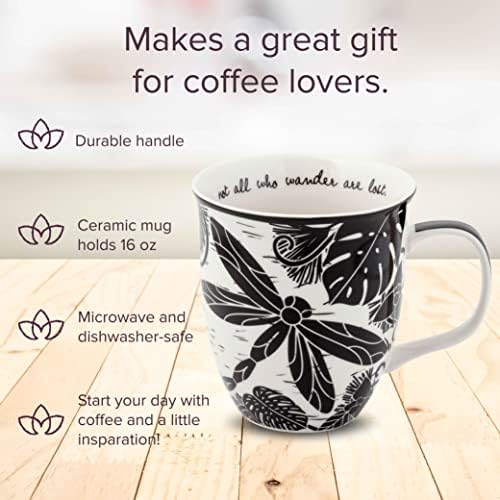Карма подароци од 16 мл црно -бела бухо -чаша пеперутка - симпатична чаша за кафе и чај - керамички чаши за кафе за жени и