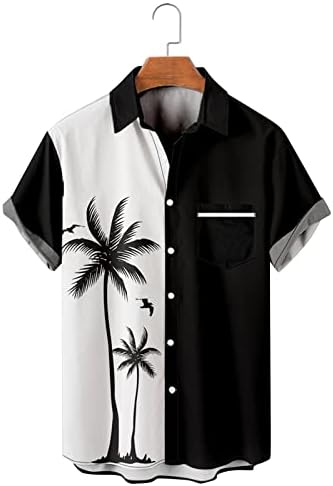 Менс куглање кошула рокабили стил ретро куглана кошула облечена гроздобер 1950 -ти новини со кратки ракави машки хавајски кошули