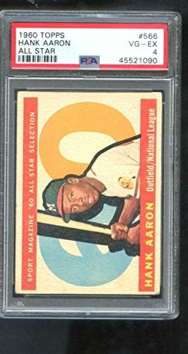 1960 Топпс 566 Хенк Арон Ол Стар Спорт Списание ПСА 4 оценета бејзбол картичка - Плабни бејзбол картички
