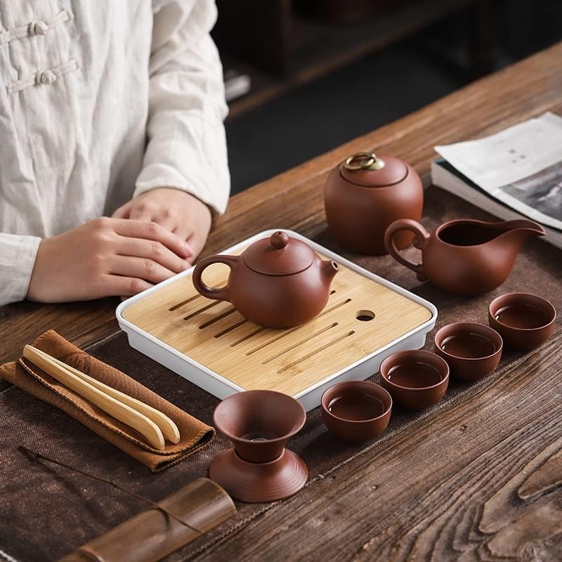 Чајници чај постави виолетова глина преносен чајник на отворено патување гаиван чаши церемонија за течење на фино подарок организатор