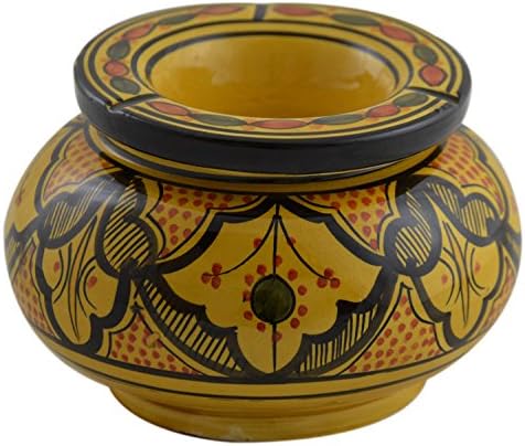 Марокански рачно изработени керамички пепелници чад без чад, исклучителен дизајн со живописни бои x-големи жолти