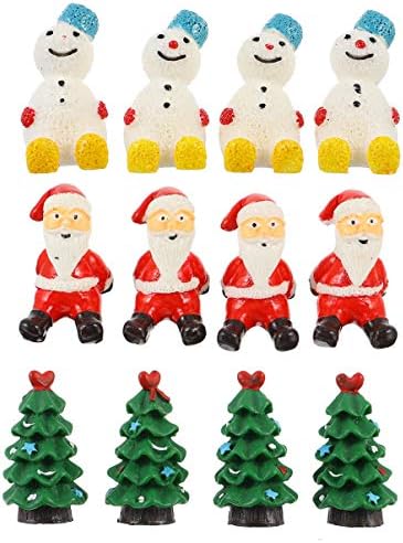 ПРЕТИЗУМ 12 парчиња Божиќни Играчки Со Минијатурна Смола Новогодишна Елка Снешко Дедо Мраз Куќи Фигурини Бајка Градина Мов Пејзаж