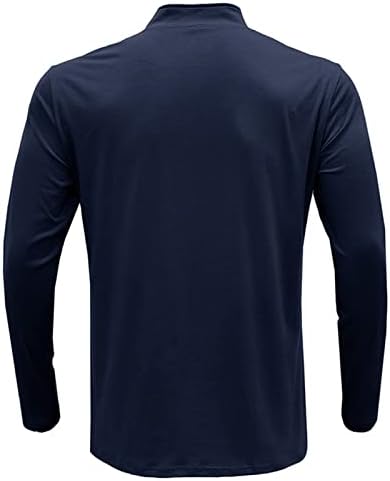 Машки атлетски поло маици со долги ракави руно од четврт-зип џемпер се протегаат тенок вклопување тренинг маица маица маица