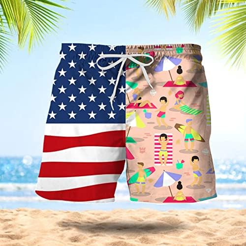 Шорцеви за мажи од табла лето случајно влечење во САД знаме печатење шорцеви за капење Ден на независност Патриотски плажа за пливање