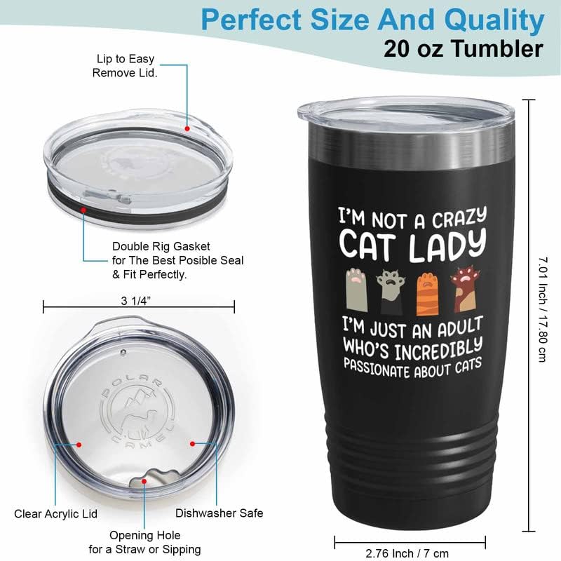 Флејрија земјиште мачка дама црна торба 20oz - страствена за мачки - тематски кујнски прибор за мачки родител подарок мачка