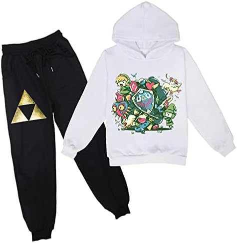Maxvivo Legend of Zelda Graphic Sweatshirt Tops+Панталони-две парче потта за дете за дете