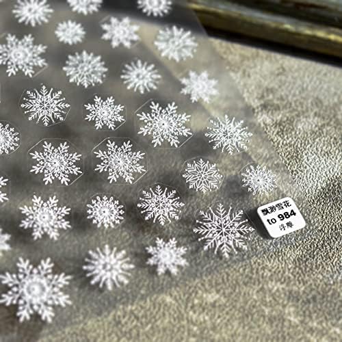 1 лист со висок квалитет врежана голема бела снегулка зимска налепница за зимски нокти мода зимска нокти за декоративна декоративна декоративна