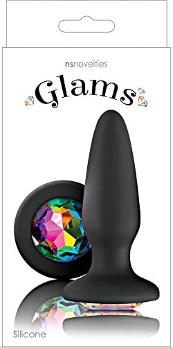 Glams Black Silicone Butc Plug Rainbow Gem