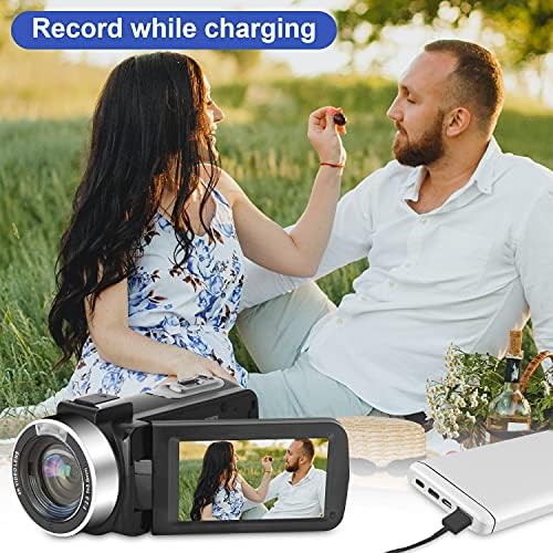 Видео камера 4K Camcorder 48MP Видео камера со микрофон 16 × дигитален зум YouTube камера 3 '' Екран на допир и далечински управувач