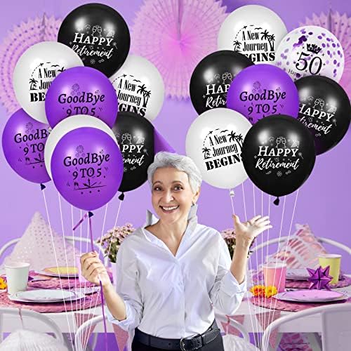 40 ПАРЧИЊА Виолетова Декорација За Пензионирање Балони, Виолетови И Црни Балони Од Латекс За Жени Мажи Женски Пријатели Среќна