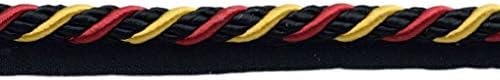 Голем 3/8 инчен црвен, црн, златен основен кабел за исечоци со шиење усна / стил# 0038axl / боја: Scarab - LX10 / Продадено од дворот