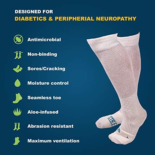 Нервен бањата високи дијабетични чорапи за мажи - дополнително широко оценка за дишење тенки лабави чорапи за фитинг за дијабетичари, високо