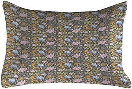 Амбесон Ботанички ватиран перница, креативна природа на цветање со лисја и бобинки, стандардна обвивка за перница со големина на кралот