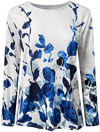 Адонг жени кошули 3/4 ракав, летни необични печати за печатење на пеперутка околу вратот лабав пуловер удобни меки блузи