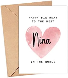 Среќен роденден на најдобрата Нина во светската картичка - роденденска картичка на Нина - картичка Нина - Подарок за Денот на мајката - среќен