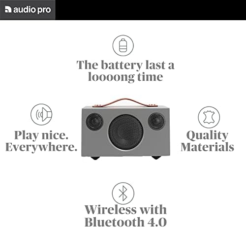 Audio Pro Addon T3+ HIFI преносен звучник за напојување на батерии со напојување - 30 часа игра