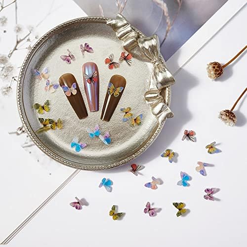 20 парчиња/многу мешавини бои смола пеперутка 3Д тродимензионална пеперутка DIY накит за украси за украси за нокти додатоци за дизајн