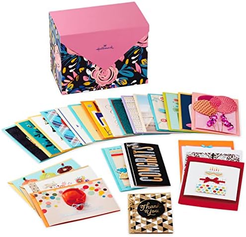 Белег Пакет од 24 Рачно Изработени Картички За Поздравување Во Кутија, Модерни Цветни-Роденденски Картички, Картички За Туширање