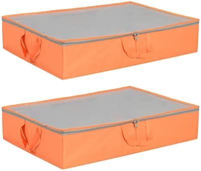 Амазон Основи Ткаенина Под Кревет Торба За Складирање Организатор Со Рачки-Портокал, Пакет од 2