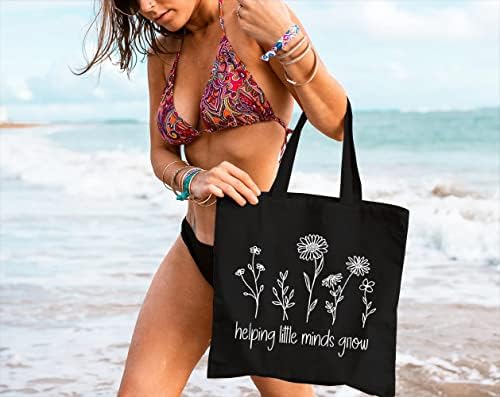 Gxvuis Помагајќи Им На Малите Умови Да Растат Платнена Торбичка За Жени Inspетска Инспиративна Торба За Купување Намирници За Диви Цвеќиња