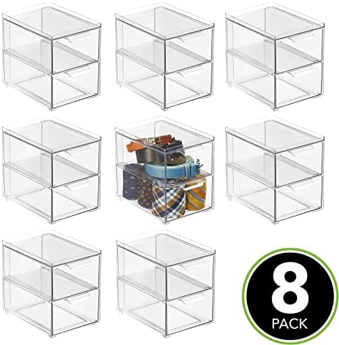 Кутија За Контејнери За Складирање Што Може Да Се Редат со 2 Фиоки За Извлекување-Редење Пластични Канти За Фиоки За Организација