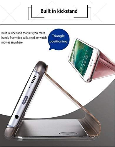 ISADENSER Компатибилен со Iphone 14 Pro Max Случај За Жени Луксузен Јасен Поглед Флип Позлата Огледало Шминка Сјај Тенок Отпорен