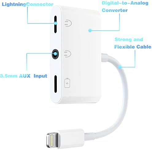 Адаптер за слушалки на Steepower 3in1, осветлување до 3,5 mm Адаптер за приклучоци за слушалки, адаптер за осветлување на аудио и