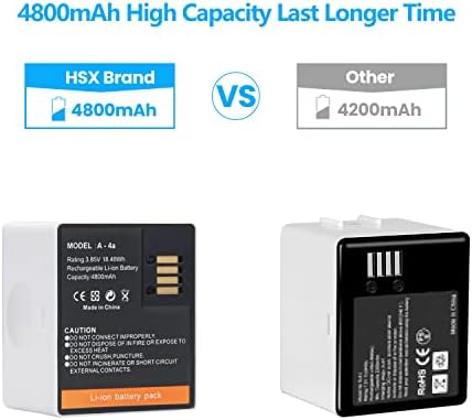 HSX 2-пакет 4800mAh Полнење на батеријата компатибилна со Arlo Ultra, Ultra 2, Arlo Pro 3 и Pro 4 камери [3,85V/18.48Wh/4800mAh]