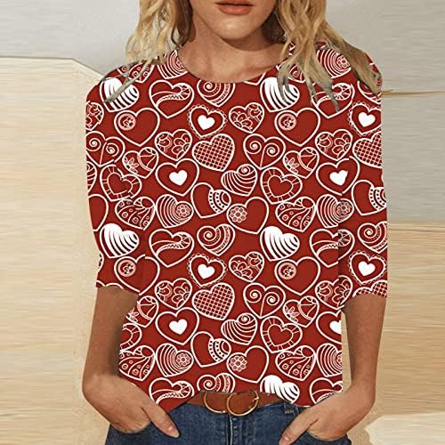 Jjhaevdy женски симпатични loveубовни срцеви печати врвови loveубов срце писмо печатење џемпер графички графички долги ракави екипаж