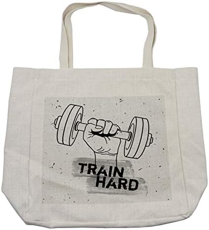 Торба за шопинг за фитнес Амбесон, рачно држејќи скица за гранџ за глувци Добијте силна воз тешка илустрација, еколошка торба