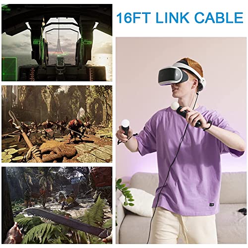Линк кабел компатибилен со Oculus Quest 2, Пренесување на податоци со голема брзина компјутер, USB 3.0 на USB C кабел за VR слушалки и компјутерски игри