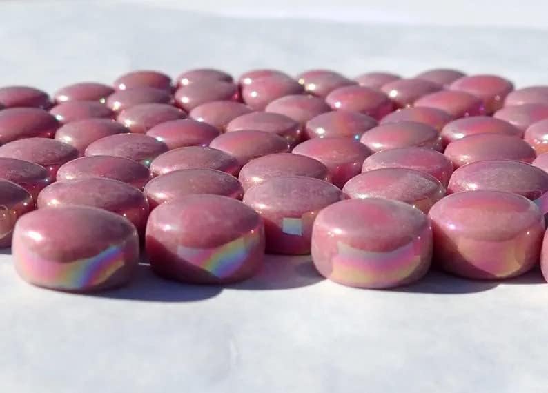 Над 60 плочки/розово розово стакло стакло капки мозаични плочки - 100 грама стаклени скапоцени камења.