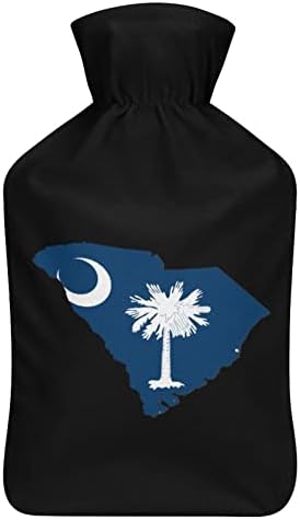 Мапа на знамето на државно знаме во Јужна Каролина, гума со шише со топла вода со топло кадифен капак за кревет за менструална болка
