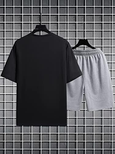 Fioxa Облека со две парчиња за мажи Слогани графички мета и шорцеви за половината за влечење