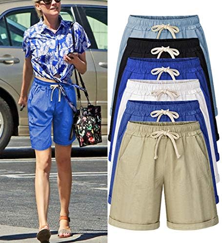 Chinенски летен летен памук на Xinyangni, еластична половината на коленото, должина на коленото Бермуда, удобни шорцеви на плажа