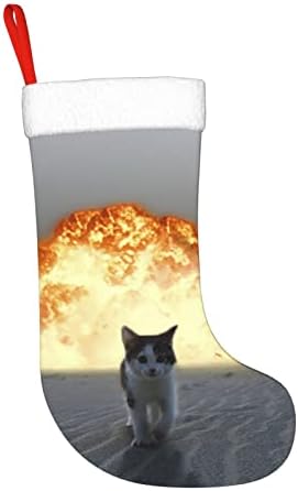 Вејмај експлозија мачка Божиќно порибување 18 инчи Божиќ што виси чорап класичен празник за украсување чорапи