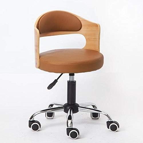 Килими сечење столче фризер со тркала ， вртливите столици со кафеаво синтетичко кожено седиште ， прилагодлива висина 43-53 см ， Поддржана