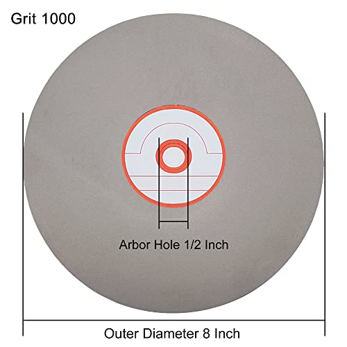 Какксил Дијамант рамен скут диск 8 инчи 1000 решетки, 1/2 инчен арбор, тркало со рамен скут со дијаманти за стакло керамика на