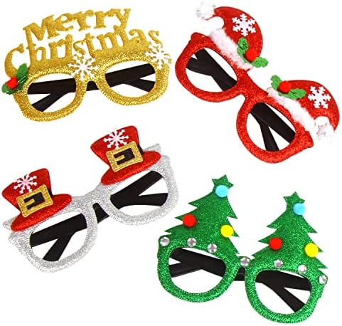 Ccinee Божиќни очила Рамки за среќна новогодишна прослава, празнични костуми за очила за очила за декорација за Божиќна забава