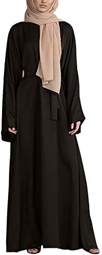 Муслиманска молитвена облека за жени облечена облека исламски дами Конзервативна абаја макси кафтан фустан со долги ракави фустани