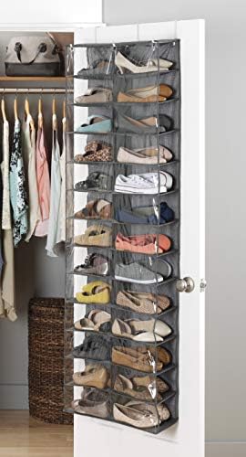 Витмор над полиците за чевли на вратата - 26 делови - Crosshatch Grey & Hanging Shoe Solies Solies Организатор, Crosshatch Grey, 30 дел