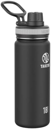 Takeya Originals вакуум-изолиран нерѓосувачки челик, 18oz, црно шише со вода од не'рѓосувачки челик, 18 мл